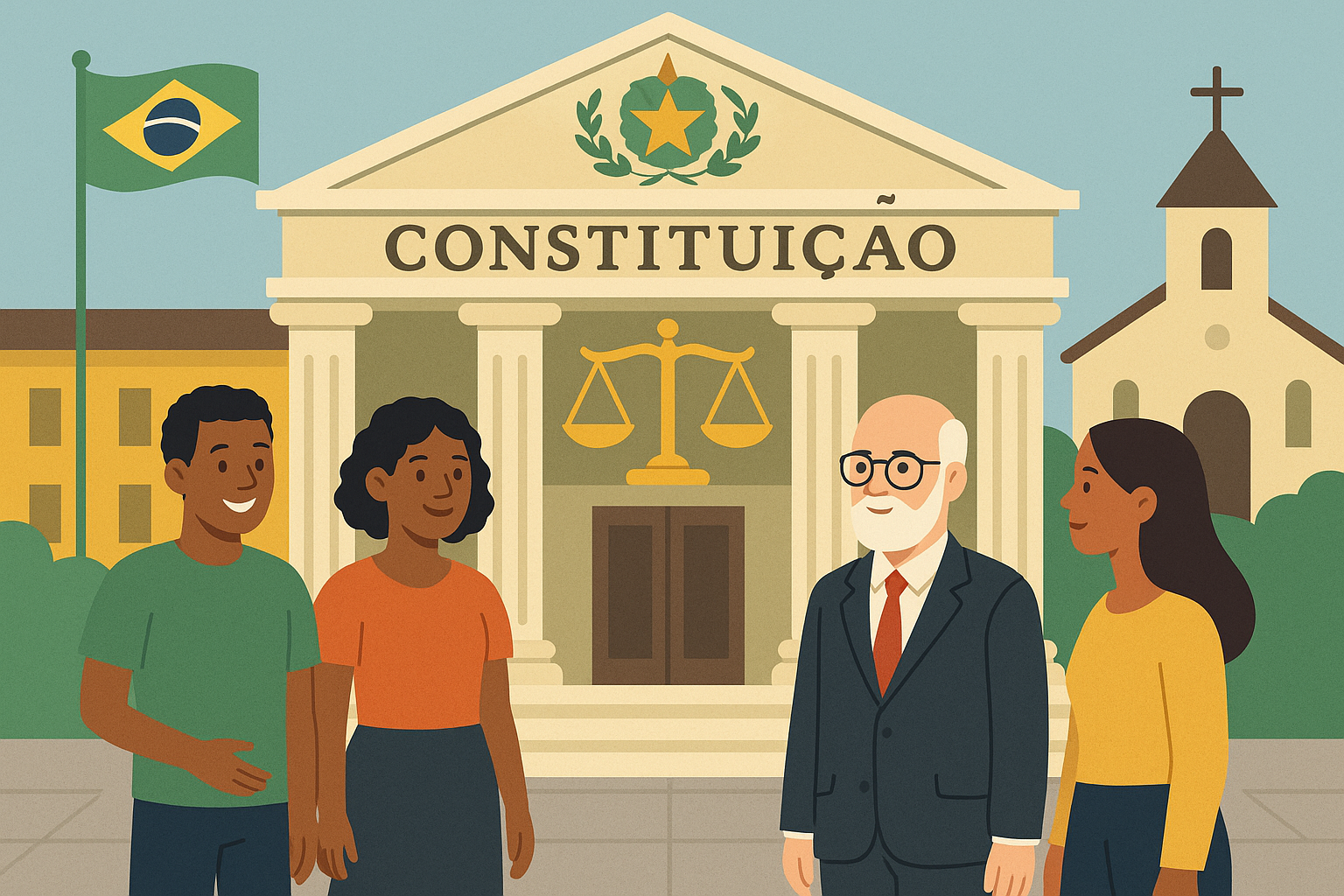 Ilustração conceitual da laicidade do Estado brasileiro